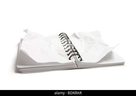 Notepad with Crumpled Pages Stock Photo