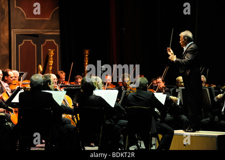 Zubin Mehta Conducting Israel Philharmonic Orchestra Stock Photo