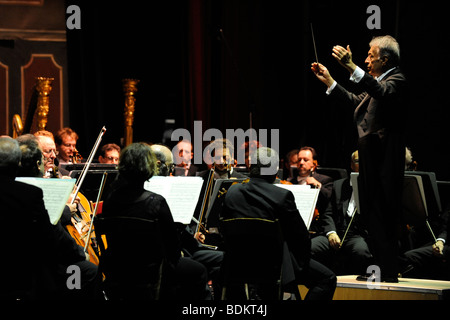 Zubin Mehta Conducting Israel Philharmonic Orchestra Stock Photo