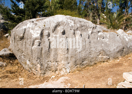 sculpture on stone at Cana El Gealil village south Lebanon Stock Photo