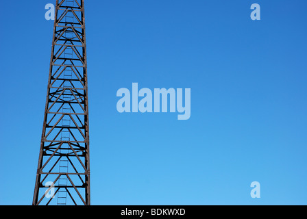 Metal, light tower on a pier at the shore of Lake Michigan, Chicago, IL, USA Stock Photo