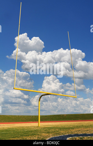 Football goal on a bright sunny day Stock Photo