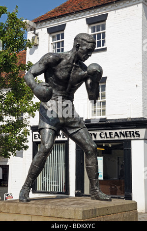 Bronze statue of Randolph Turpin Middleweight World Champion Market Place Warwick England Stock Photo