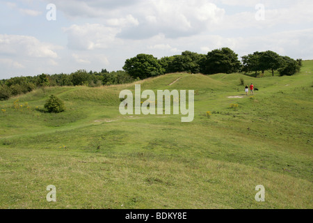 Five Knolls, Dunstable Downs, Bedfordshire. Neolithic or Early Bronze Age Round Barrows. Stock Photo