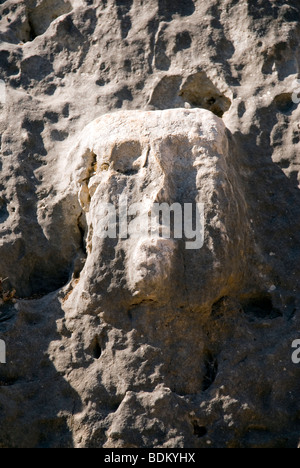 sculpture on stone at Cana village south Lebanon Stock Photo