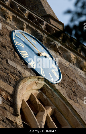 St Mary's church spire and clock, West Adderbury, Oxfordshire, England, UK. Stock Photo