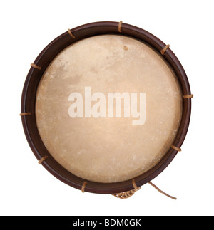 Top of rustic drum isolated over a white background Stock Photo