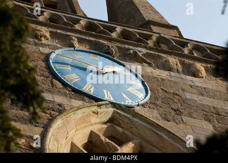 St Mary's church spire and clock, West Adderbury, Oxfordshire, England, UK. Stock Photo