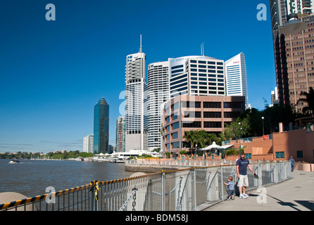 The boardwalk along the Brisbane River in Brisbane, Australia Stock Photo