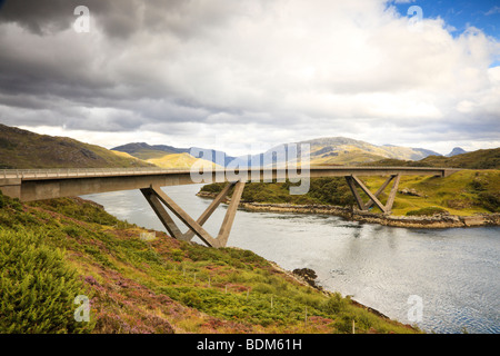 Kylesku Bridge over Loch a' Chairn Bhain, Sutherland, Scotland Stock Photo