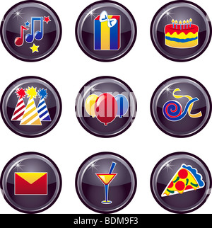 Nine button icons for party Stock Photo