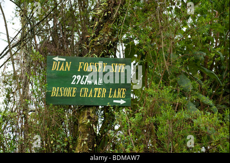 Signboard, Volcanoes National Park, Rwanda Stock Photo