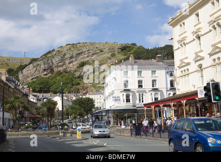 Llandudno North Wales UK August Looking along Mostyn Street the main street in this popular seaside town towards the Great Orme Stock Photo