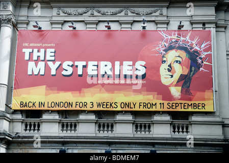 Billboard promoting the London West End musical: THE MYSTERIES Stock Photo