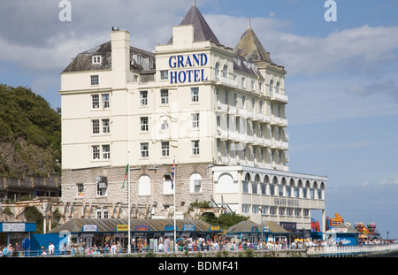 Llandudno North Wales UK August Looking across to Grand Hotel towering above busy pier in this popular Welsh seaside resort on a lovely summers day Stock Photo