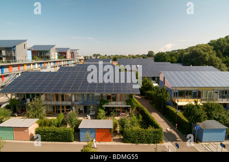 Solar village, Vauban, Freiburg im Breisgau, Baden-Wuerttemberg, Germany, Europe Stock Photo