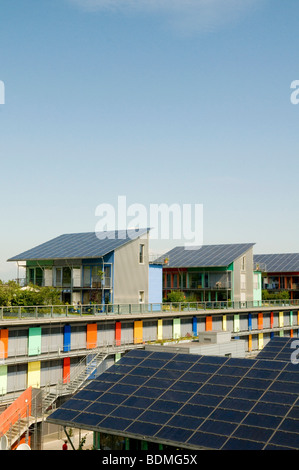 Solar village, Vauban, Freiburg im Breisgau, Baden-Wuerttemberg, Germany, Europe Stock Photo