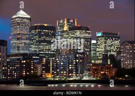 London's financial district taken at night Stock Photo