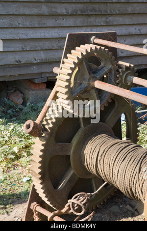An old rusty boat winch. Stock Photo