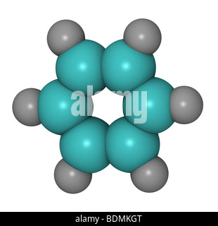 3D computer generated model of the benzene ring Stock Photo