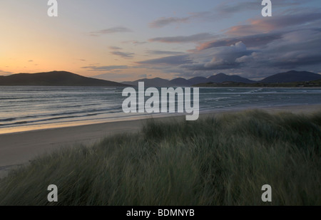 Sunset from sand dunes, Traigh Losgaintir, Isle of Harris, Scotland Stock Photo