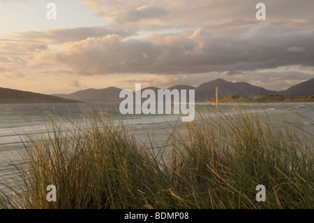 Sunset from sand dunes, Traigh Losgaintir, Isle of Harris, Scotland Stock Photo