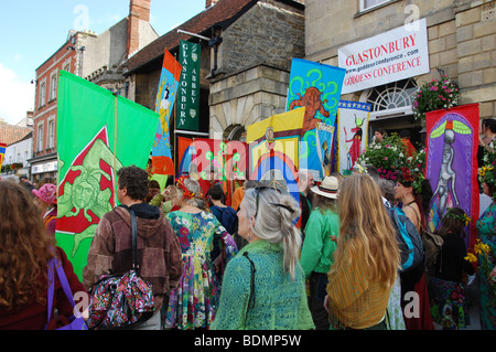 gathering at the Town Hall at 2009 Goddess Conference Glastonbury Somerset England Stock Photo