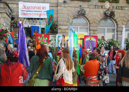 gathering at the Town Hall at 2009 Goddess Conference Glastonbury Somerset England Stock Photo