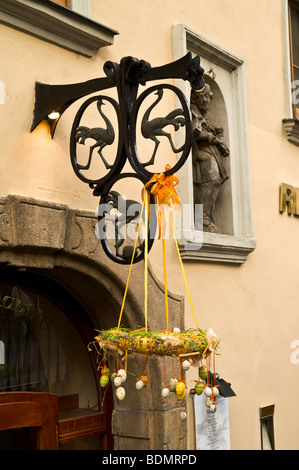 Easter decoration of a house in Prague Stock Photo