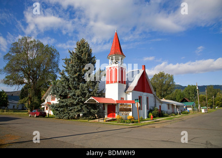 A small, 100 year old community church in Halfway, Oregon Stock Photo