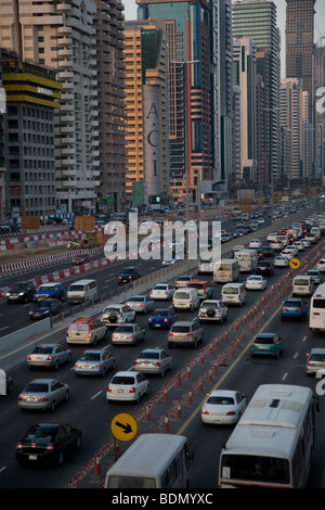 Streaking cars traffic busy road motorway highway Stock Photo