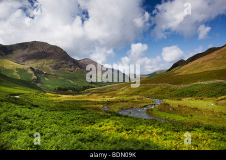 Honister Pass With Gatesgarthdale Beck Under The Honister Crags, Buttermere 'The Lake District' Cumbria England UK Stock Photo