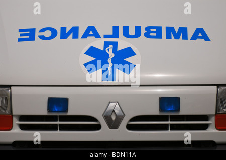 Front of an ambulance Stock Photo