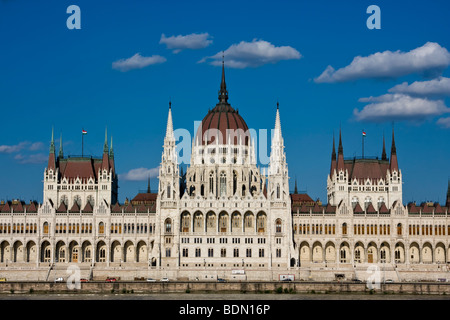 Hungarian parliament building on the banks of the Danube Stock Photo