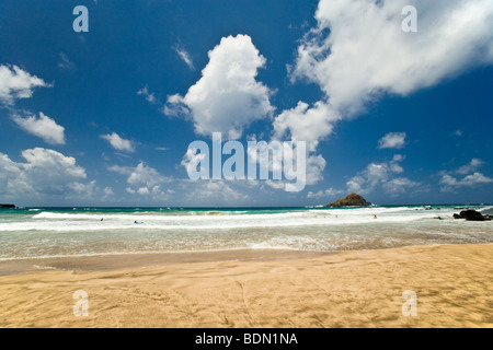 Koki Beach near Hana, Maui, USA with Alau Island on right Stock Photo