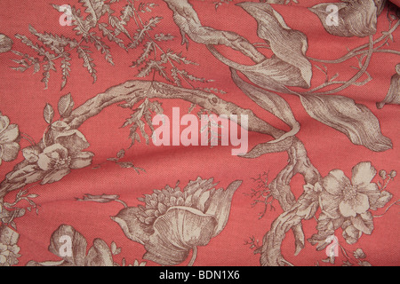 Medium weight screen printed cotton canvas weave floral Stock Photo