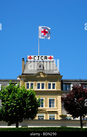 Headquarters of the International Committee of the Red Cross, ICRC, with the Red Cross flag, Geneva, Switzerland, Europe Stock Photo