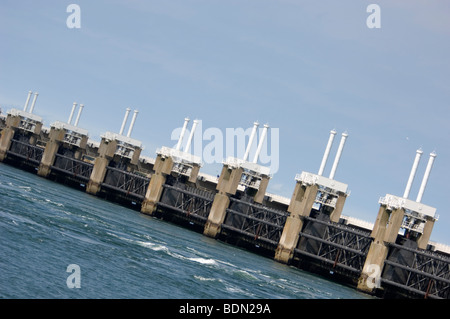 The Oosterscheldekering (in English: Eastern Scheldt storm surge barrier), Zeeland, Netherlands. Stock Photo