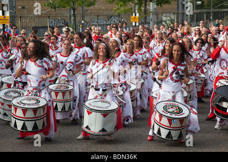 Notting Hill Carnival 2009 - Female Drummers of Group Batala Stock Photo