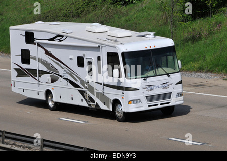 M25 motorway left hand drive camper van obscured numberplate Stock Photo