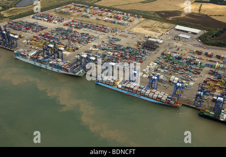 Aerial view of the Trinity Terminal at the Port of Felixstowe UK Stock Photo