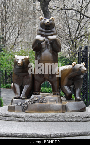 The Paul Manship sculpture, 'Group of Bears' in the Pat Hoffman Friedman Playground, Central Park, New York, United States. Stock Photo