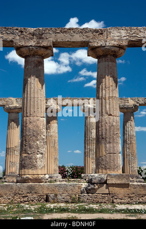 Detail of the 'Tavole Palatine' at Metaponto, Italy, viewed from the south. Stock Photo