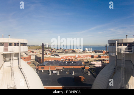 Digester tanks in a water treatment plant Stock Photo