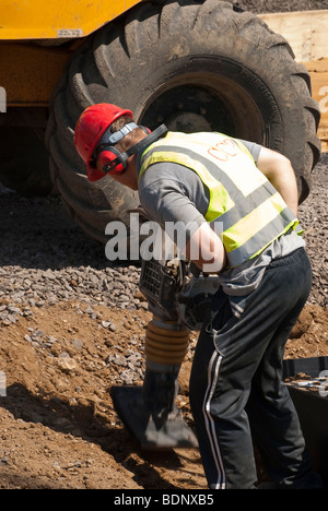 construction workers on building site Stock Photo