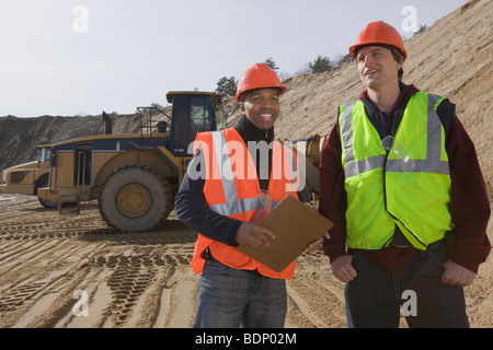Two engineers at a construction site Stock Photo