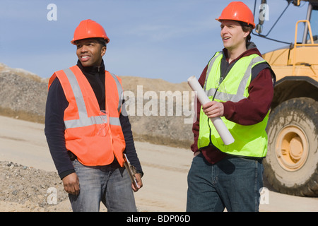 Two engineers at a construction site Stock Photo