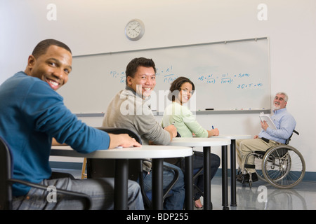 University professor and students in a classroom Stock Photo