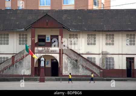 Elementary Shoolchildren in catholic school of Saint Jean Bosco Akwa District Douala Cameroon Stock Photo