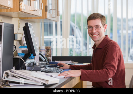 Businessman working on a computer Stock Photo